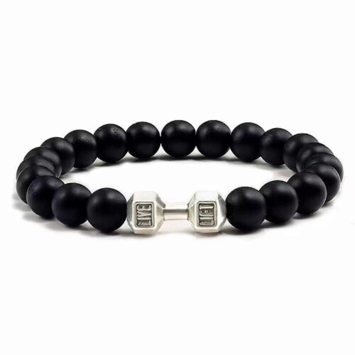 (Black matte, silvery) Dumbbell Bracelet