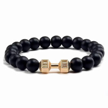 (Black matte, Gold) Dumbbell Bracelet