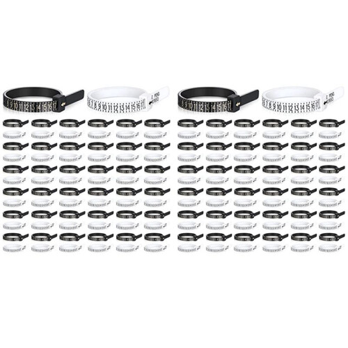 200 Pack Reusable Finger Size Gauge Measure Ring Sizer Plastic US Ring Measurement Tool White and Black