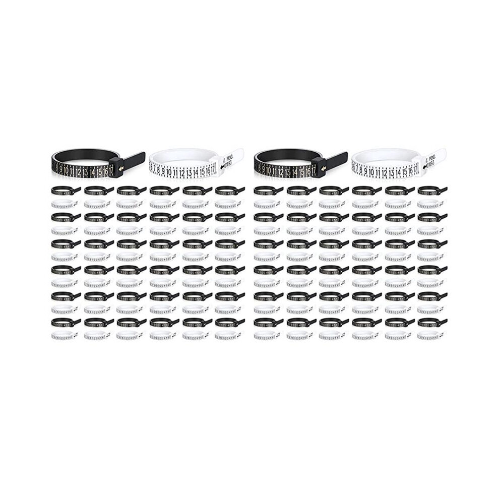 Photos - Tape Measure and Surveyor Tape 200 Pack Reusable Finger Size Gauge Measure Ring Sizer Plastic US Ring Measurement Tool White and Black