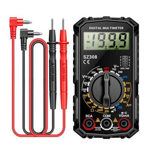 2X SZ308 Digital Multimeter Voltage Resistance Meter AC/ Current Meter Electrician LCD Backlight Ohm Square Wave B 1