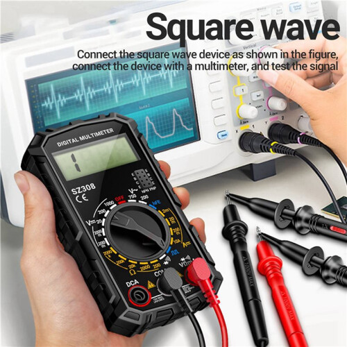 2X SZ308 Digital Multimeter Voltage Resistance Meter AC/ Current Meter Electrician LCD Backlight Ohm Square Wave B 2