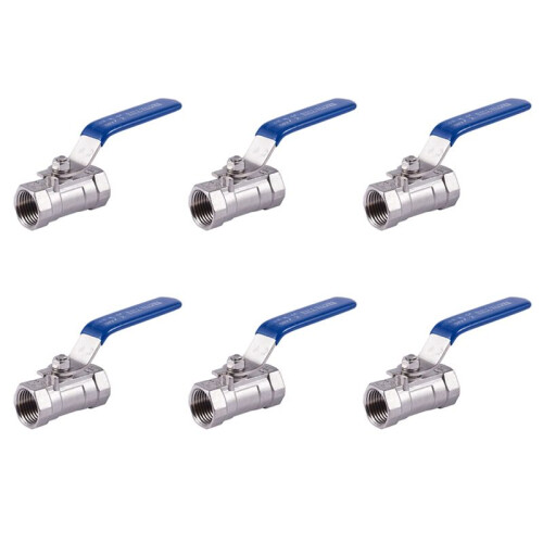 6pcs 1/2 Inch Stainless Steel Internal Thread Lever Handle  Valve