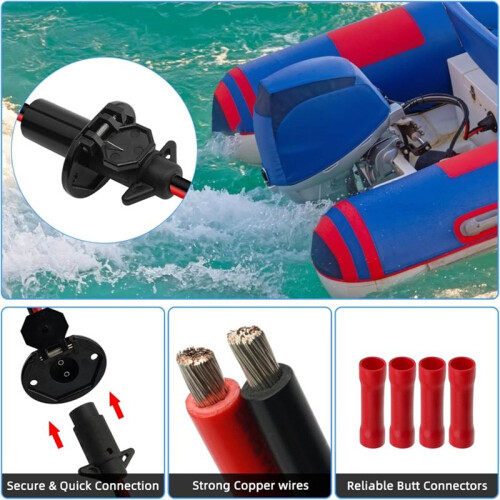 Trolling Motor Plug 12v/8 Gauge/2 Wire Trolling Quick Connector for Electric Boat Motor Electrical Trolling Plug Socket 2