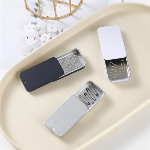 45 Pcs Slide Top Tin Containers  Metal Tin Box Containers Storage Boxes with Lid for Small Items(Black White Silver) 2