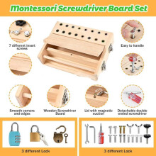 Busy Wooden Board Toys For 3 4 5 Year Olds Boy Giftsscrewdriver Board Set With Lock Key And