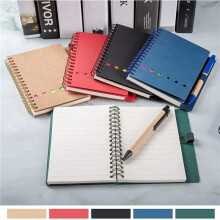 9 Packs Spiral Notebook Steno Pads Lined Notepad with Pen in Holder, Sticky Notes, Page Colored Index Tabs Flags