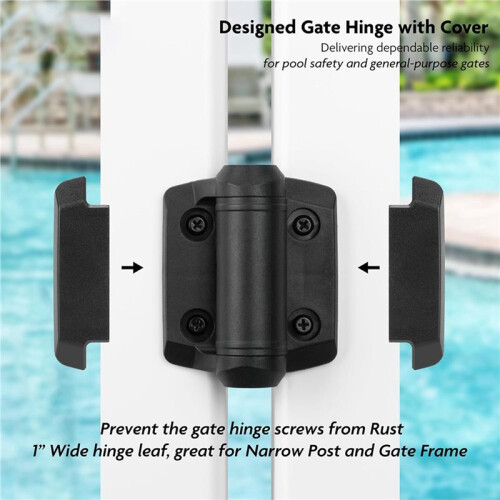 4pcs Self Closing Gate Hinges with Safety Cap,Pool Gate Hinges with Alignment Legs Adjustable Fence Hinges 2