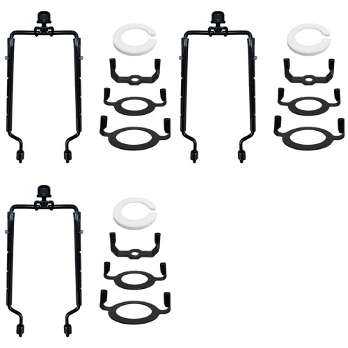 3X Suporte de Harpa de Abajur de 7 Polegadas Kit de Harpa de Lâmpada Ajustável E14, E26, E27 Adaptador de Base de Luz Preto Quadro de Chifre Suporte