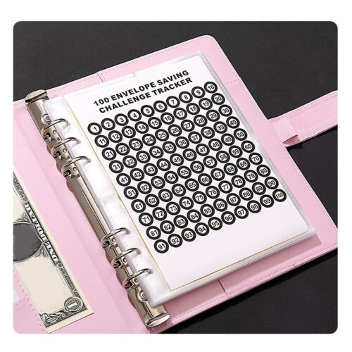 100 Day Challenge Money Saving Binder Leather Envelope Challenge Binder, Easy, Engaging and Rewarding 2