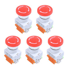5X Red Mushroom Cap 1NO 1NC DPST Emergency Stop Push Button AC 660V 10A