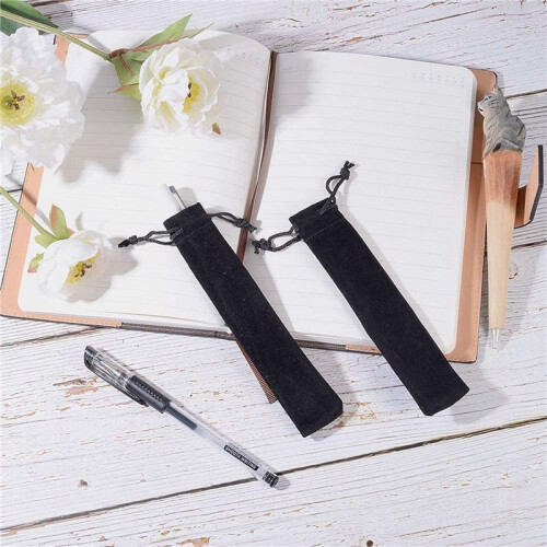 1000 Stück Schwarzer Samt Stift Beutel Hülsen Halter Einzelner Stift Beutel Tasche Bleistift Beutel 2