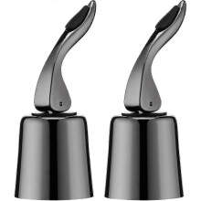 (Black) 2pcs Wine Stoppers For Wine Bottles, Stainless Vacuum Wine Bottle Stopper With Silicone Reusable Wine Corks, Leak Proof Keep Fresh - Pjun