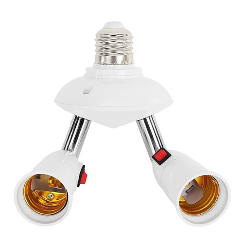 3X 360 Degree Adjustable - 2 in 1 E27 Splitter Socket Adapter. E27 Standard LED Bulb Socket Adapter 2