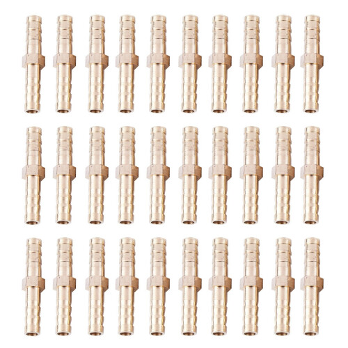 20 Pieces Brass 6 mm Straight for Hose Quick Coupling, Golden