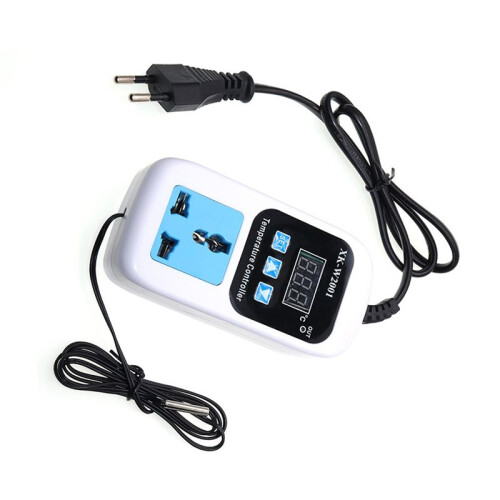 2X XK-W2001 Digital Temperature Controller Socket AC 110-220V Thermostat Regulator Socket Outlet with NTC Sensor EU Plug 2