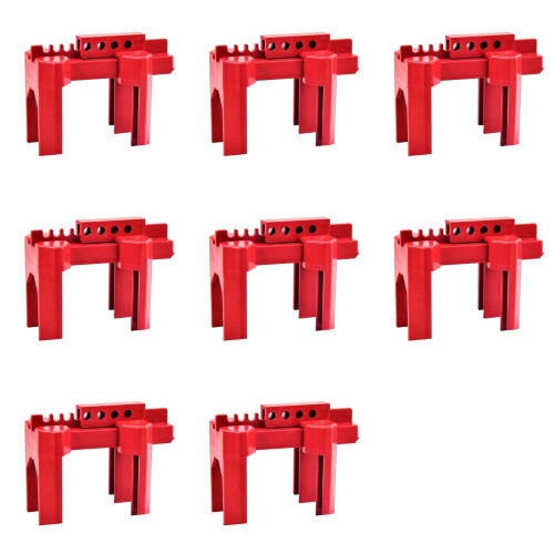 8X  Valve Locking, Adjustable  Valve Locking Device, Small, for 1/2Inch-2-1/2Inch Outer Pipe Diameter, Red