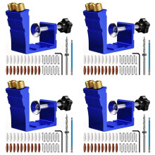 4X Pocket Hole Jig Kit, Pocket Hole Drill Guide Jig Set for 15 Angled Holes, for Woodworking Angle Drilling Holes A