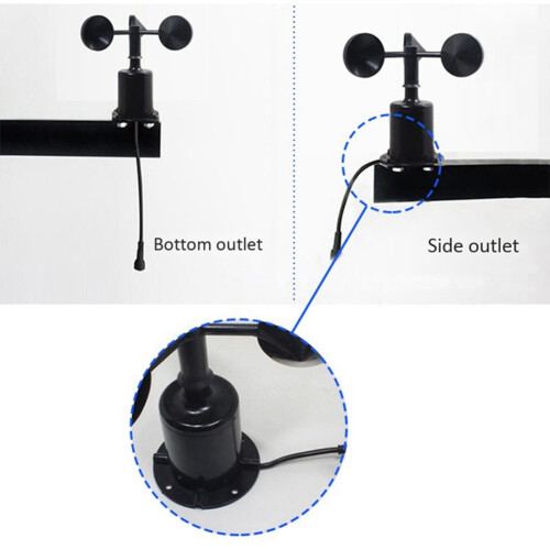 2X 0-70M/S Wind Speed Sensor Environment Signal Output Pulse Type Three Cups Wind Speed Sensor Anemometer DC5-30V 2