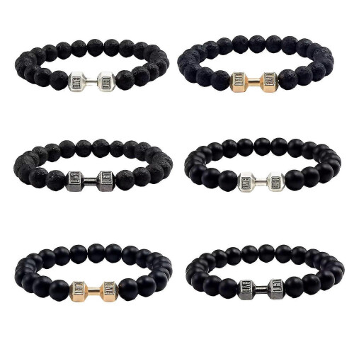 (Black matte, Gold) Dumbbell Bracelet 1
