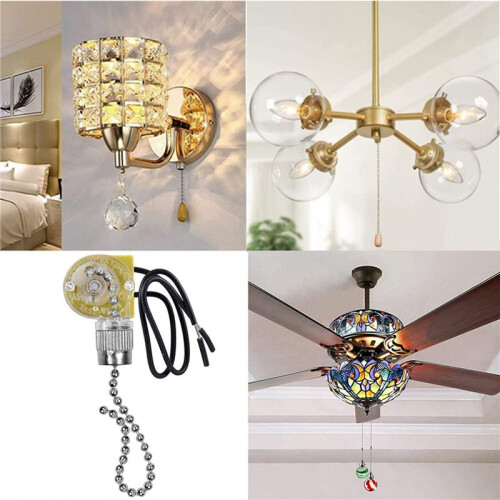 Ceiling Fan Light  Zing Ear ZE-109 Two-Wire Light  with Pull Cords for Ceiling Light Fans Lamps 6Pcs Silver 1