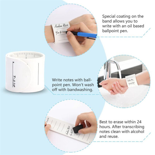 Wearable Nurse Notepad Wristbands, 2 Pack Silicone Reminder Bracelet Write  Memo,White 2
