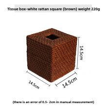 (Brown Square)Housse de boîte à mouchoirs en rotin rectangulaire en osier support de mouchoirs décoratif tissé pour salle de bain