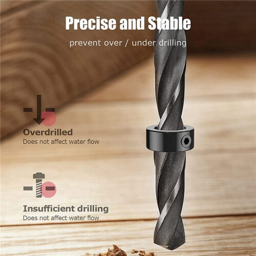 Drill Stop Bit Collar Set, 27PCS Adjustable Drill Depth Stop Collar Limit Ring with Carbon Steel Set for Drill Bits 1