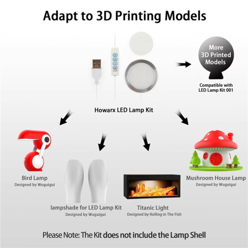 10Set 3D Printer LED Lamp Kit,for A1/A1mini/P1S/P1P/X1C LED Light 5V USB Powered,3 Color Temperature Adjustable 2