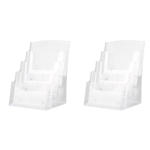 2X A5 Acrylic Brochure Display Stand Rack Flyer Holder Magazine Organizer
