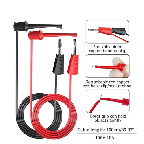 P1308D 50PCS Multimeter Silicone Test Lead Kit with Replaceable Needle Spanner Alligator Clip 4mm Banana Plug 2