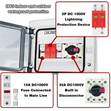 Solar Photovoltaic PV Combiner Box med Skydd 1 Input 1 Out  1000V 15A Säkring MCB SPD Vattentät Box