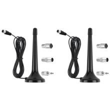 2X FM DAB Radio Antenna for Stereo System and AV Receiver - Universal Indoor Antenna with Extension Cable