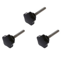 3X, M8 x 50 mm Filetage Remplacement Star Bouton À Main Vis de Serrage Noir Ton Argent