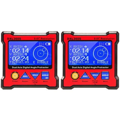 2X DXL360S Dual Axis Digital Angle Protractor with 5 Side Magnetic Base Dual-Axis Digital Display Level Gauge