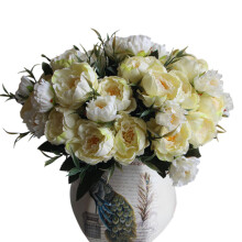 Flores artificiais com hastes, flores de seda com hastes, peônia artificial realista para decoração de casa e casamento, flores artificiais de