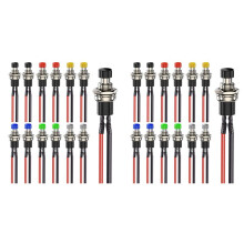 24 Stuks 7 mm -Momentschakelaars, Voorgemonteerd aan/Uit 2-Pins Ronde Knop, Multivoltage 3V-230V/1A voor Spoorwegen