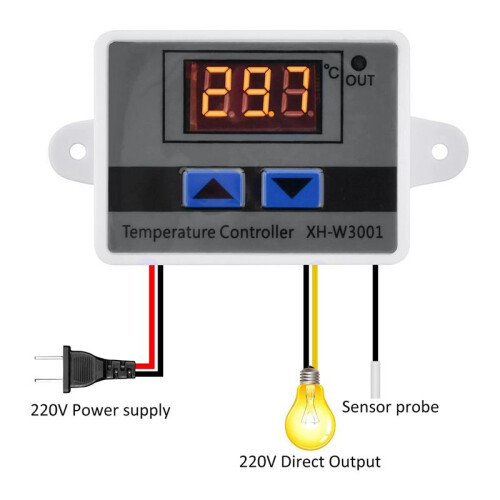 2Pcs XH-W3001 Digital Temperature Controller with Sensor AC110V-220V Thermostat Temperature  Heating Cooling 1