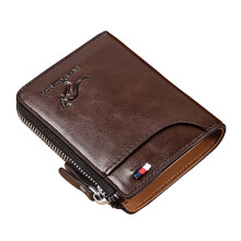 Portefeuille homme étanche avec surface anti-rayures, en cuir véritable, protection RFID et fermeture éclair, portefeuille multifonction doté de