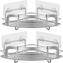 Étagères de douche avec crochets, panier de douche d'angle adapté aux angles droits à 90 pour une installation sans dommage, robuste et stable,