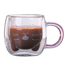 Tasses Ă motifs animaliers charmants, tasses en verre Ă double paroi isolante qui gardent vos mains au frais en toutes saisons, cadeau parfait pour