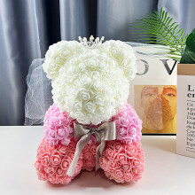 PoupĂ©e ours en rose dĂ©corative et gracieuse, accessoire photo parfait, cadeau crĂ©atif, charme durable et parfait, fleurs artificielles faites Ă