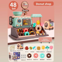 (Donut Shop)Toddler Candy And Ice Cream Cart Toy With Interactive Features For Kids Playroom