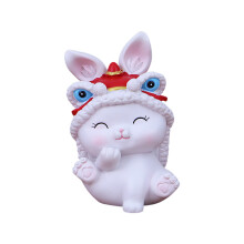 Figurines de lapins à tête tremblante en résine, décorations originales pour voiture, objets de décoration amusants pour bureau, statues