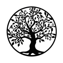 Décoration intérieure et extérieure, Arbre de Vie en métal noir 30 x 30 cm, sculptures de jardin pour espaces de vie, fabriquées à la main avec