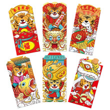 Enveloppes rouges Année du Tigre, pochettes porte-bonheur, fentes faciles à utiliser, finition bronzée en relief, format pratique pour le Nouvel