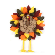 Couronne de dinde pour Thanksgiving, couronne décorative automnale en maille avec un joli motif de dinde, décoration de porte légère sur le