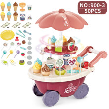 (Red Candy Car)Toddler Candy And Ice Cream Cart Toy With Interactive Features For Kids Playroom