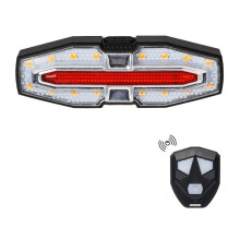 (Silver)Waterproof Bicycle Rear Light With Remote And Horn For Safe Cycling Night