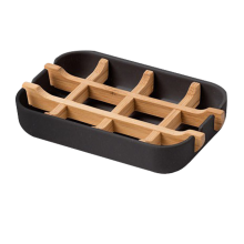 Porte-savon en bambou pour évier de cuisine, écologique, avec cadre amovible en bambou naturel pour un drainage rapide, accessoire de salle de bain